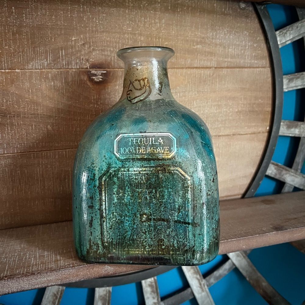 Hand Painted Silver Patron Bottle